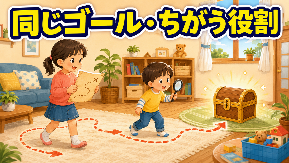 年齢差のあるきょうだいが違う役割で同じ宝箱を目指す