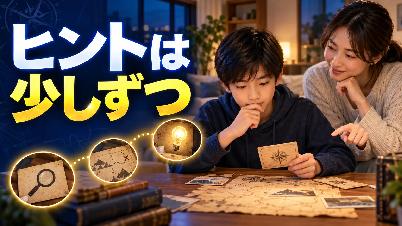 考えている子どもを少し離れて見守る保護者