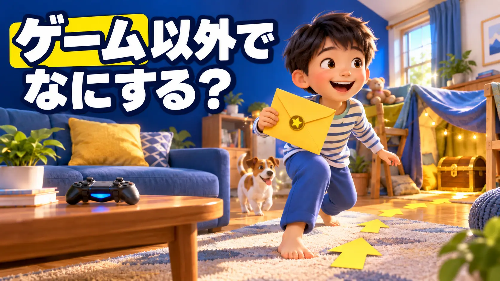 ゲーム以外の家遊びとして宝探しを始める親子