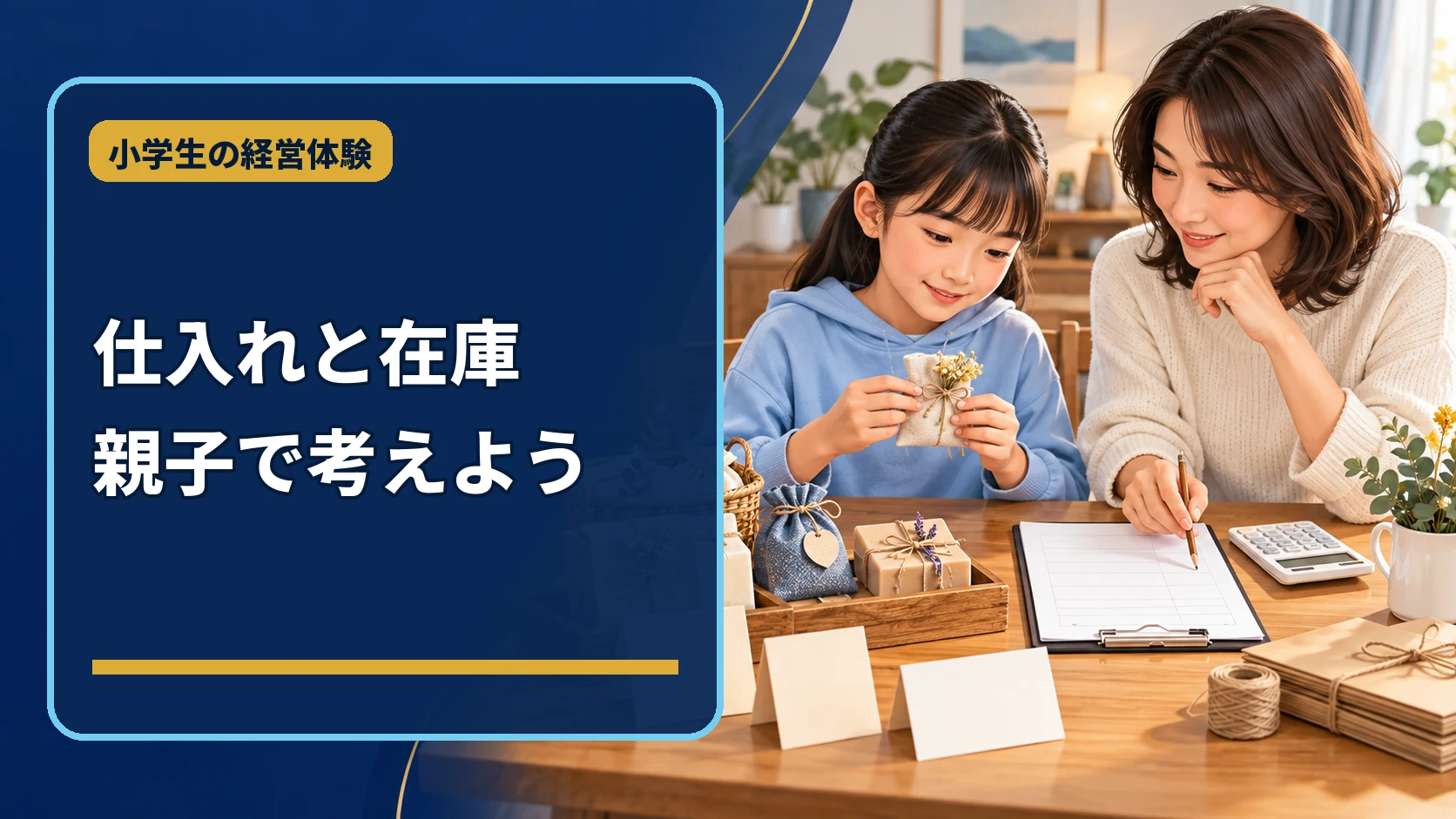 小学生が親と仕入れ数と在庫を考えるお店屋さんごっこの準備