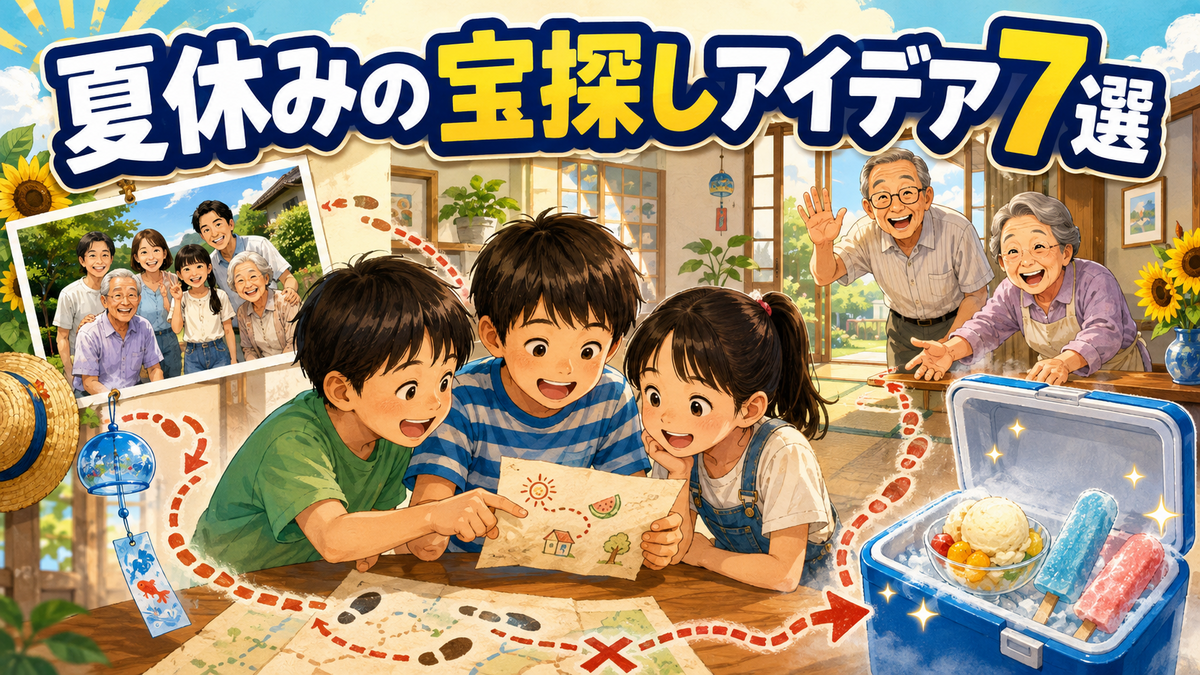 冷たいおやつや家族写真などを使った夏休みの宝探しアイデア